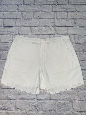 Banana Republic 5” Tailored Scalloped Edge High-Waist Shorts White Size 12